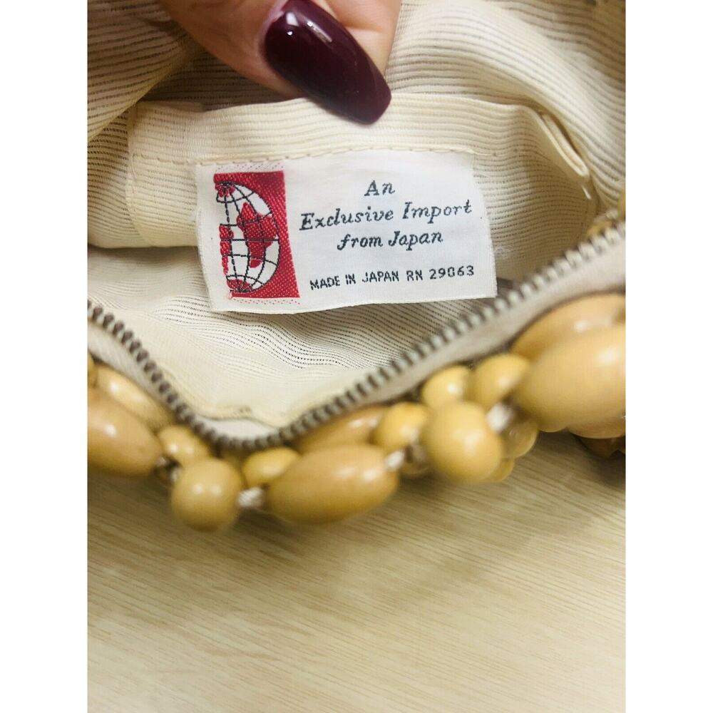 Vintage 1960’s Wooden Bead Handbag Purse Chain Strap Made in Japan An Exclusive - Picture 10 of 13